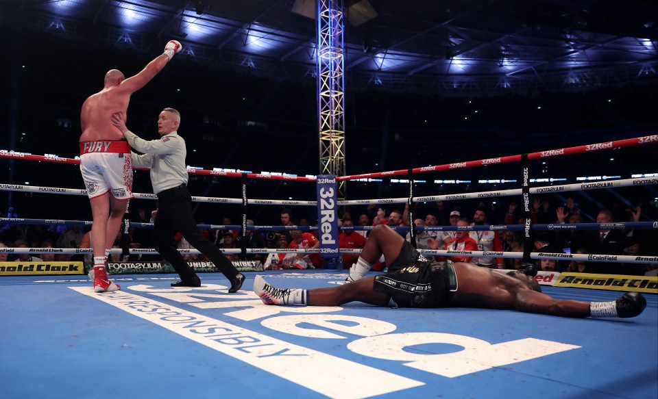 Tyson Fury left Dillian Whyte sprawled on the canvas