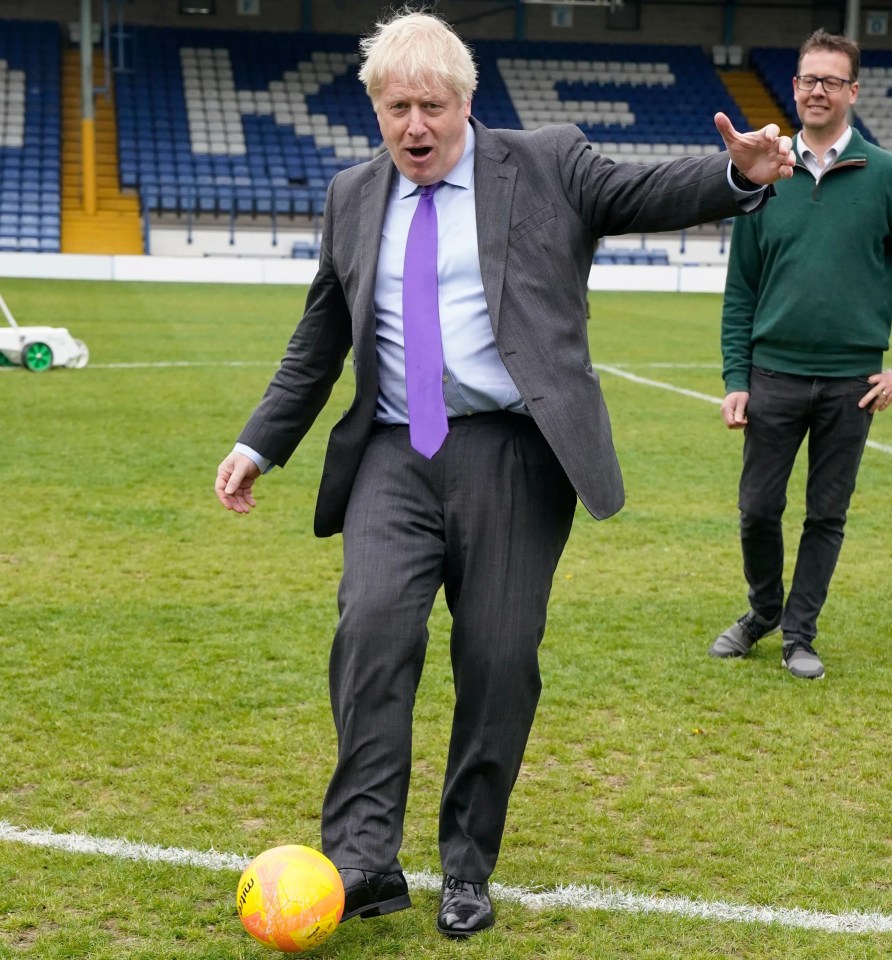 Boris Johnson visits Bury football club this morning