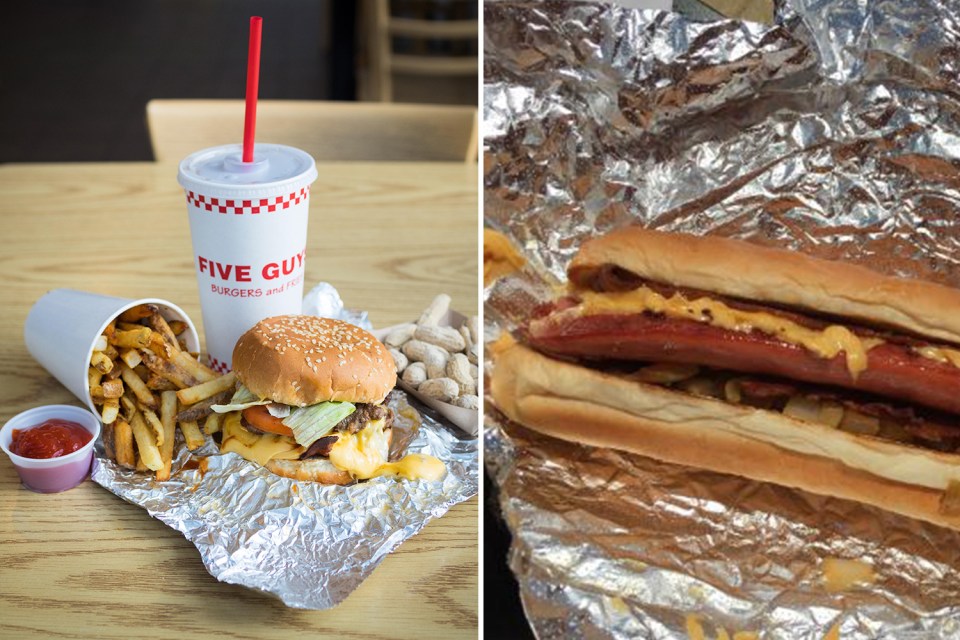 Cheeseburger with fries is a sinner at 1,930 cals, whereas a hot dog with fries is a winner at 1,066 cals