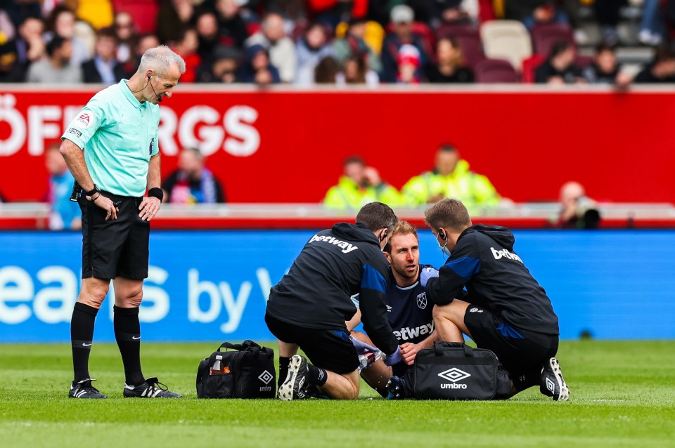 Craig Dawson was left with a bloody nose in West Ham's showdown with Brentford