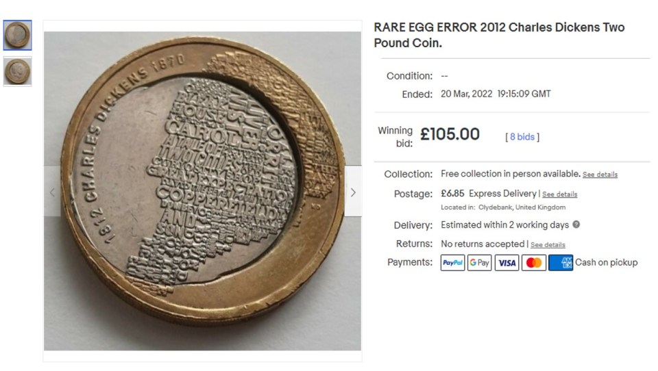 Bidders managed to hike the price of the coin to over £100