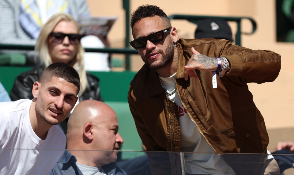 Neymar and Marco Verratti were joined by other celebrities in Monte Carlo