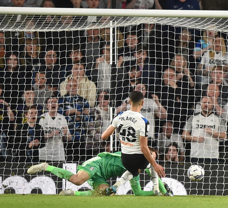 Luke Plange slid in to equalise just after half-time at Pride Park