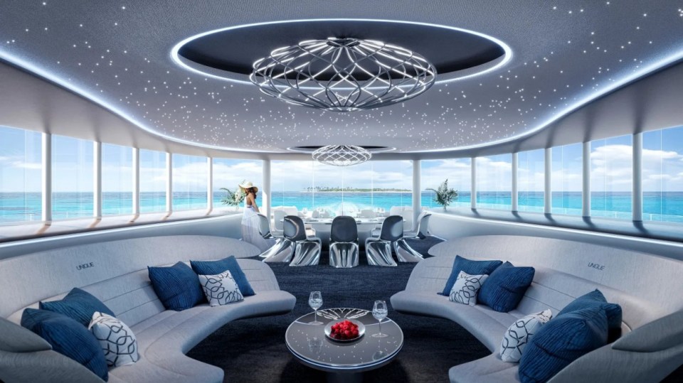 The stunning interior on the luxury vessel