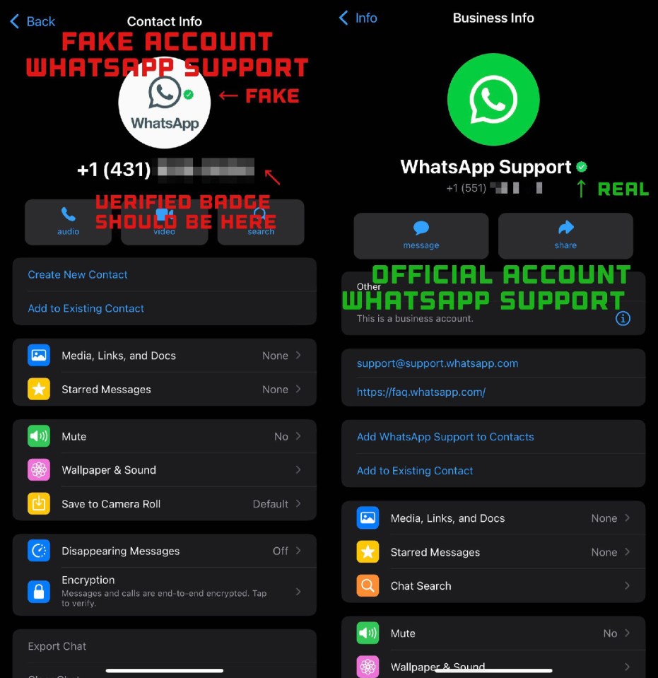 Be very wary if you receive a message from a supposed "WhatsApp Support" account