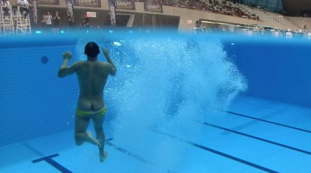 Corrie star Ryan Thomas accidentally flashed his bum during the diving challenge