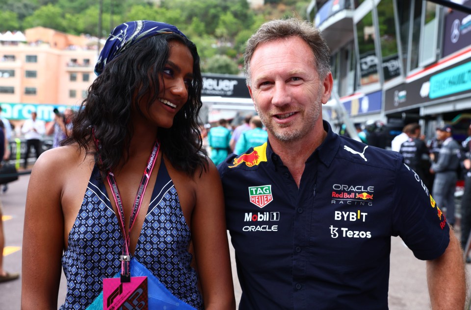 Ashley (left) was snapped at the Monaco GP this weekend