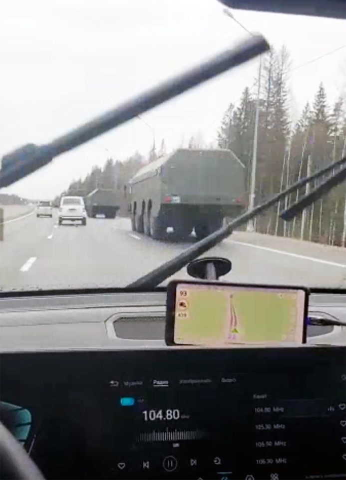 Mobile Bastion missiles were seen heading towards the border with Finland