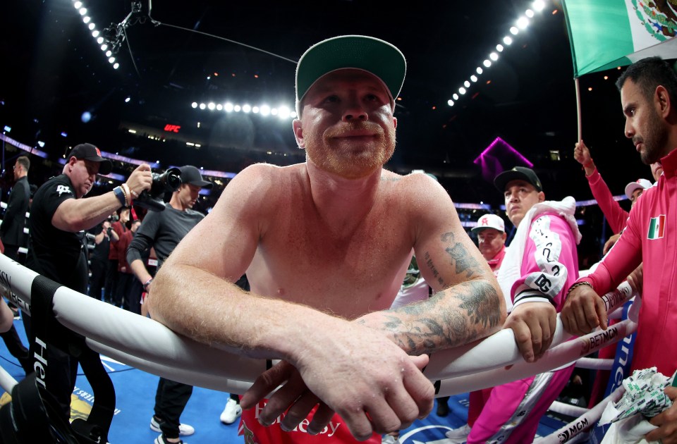 A disappointed Canelo looks on after his loss to Russia's Bivol