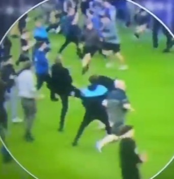 Patrick Vieira kicked a fan to the ground after he was verbally abused on the pitch at Goodison Park