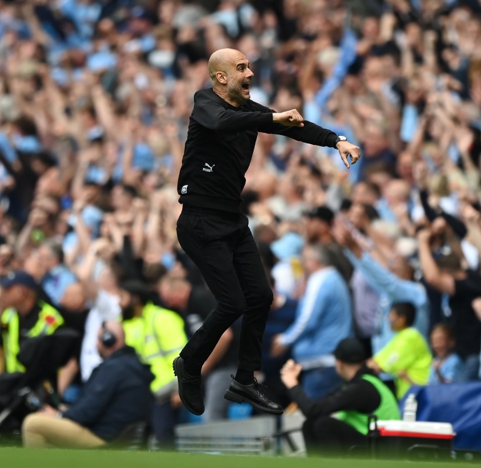 Pep Guardiola was leaping for joy as his team finally took the lead