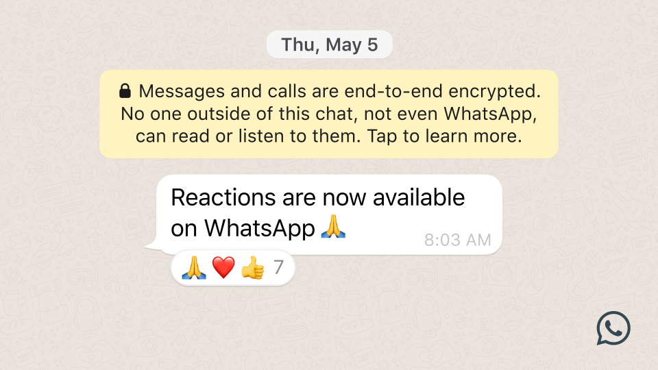 WhatsApp message reactions are now live