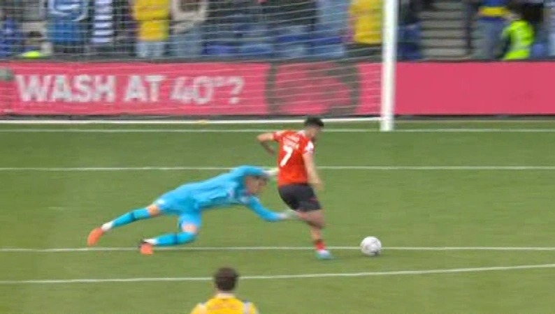 He rolled the ball into the empty net to open the scoring for Luton