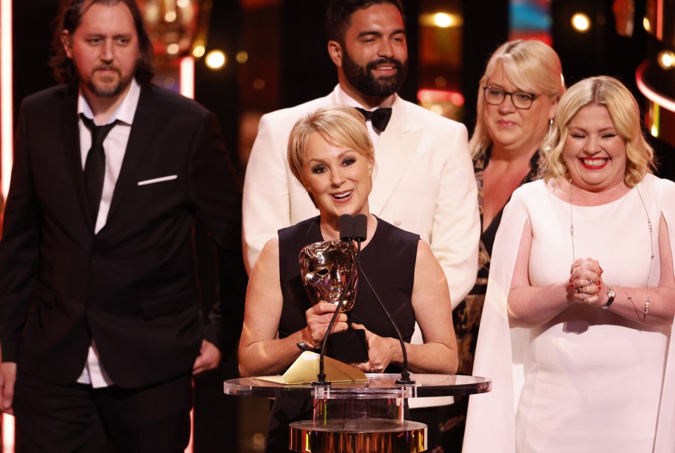 Coronation Street star Sally Dynevor accepted the Bafta for best Soap and Continuing Drama