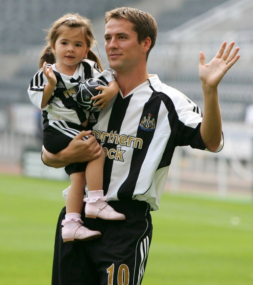 Michael on the pitch with Gemma at Newcastle’s St James’ Park in 2005