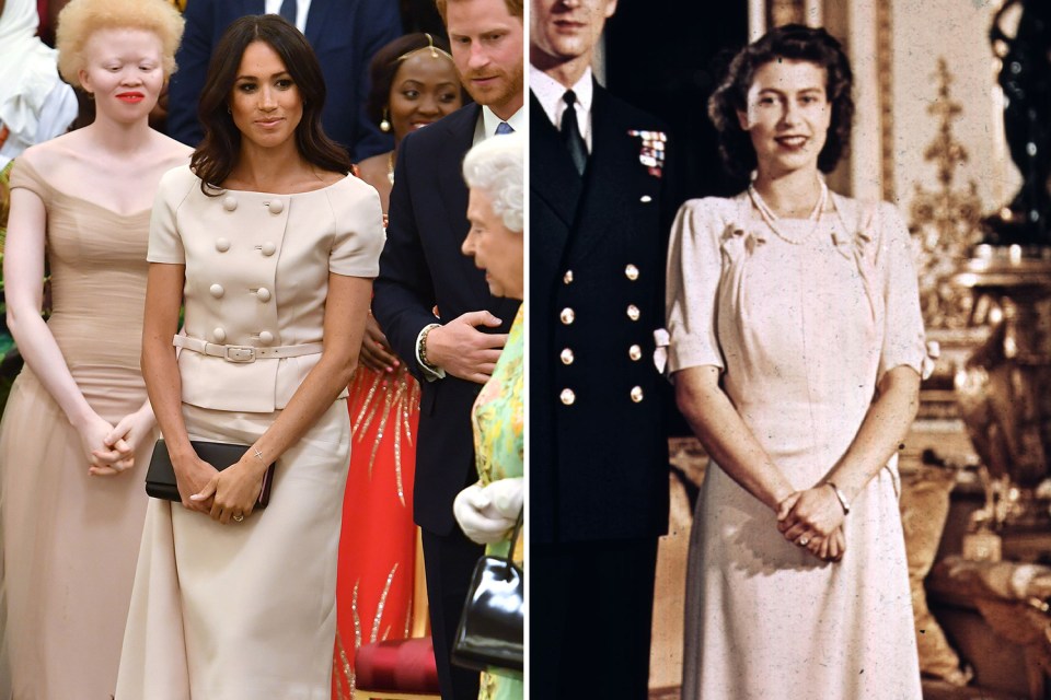 The Duchess of Sussex channelled Her Maj in this skirt suit at Buckingham Palace in 2018