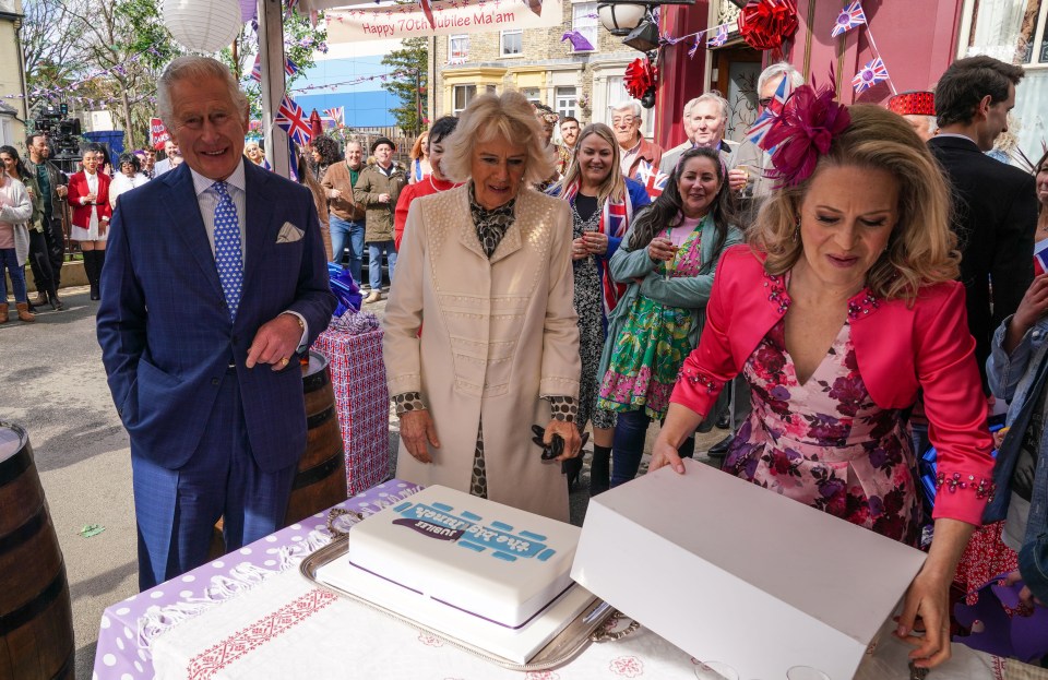 Prince Charles and the Duchess of Cornwall visit Albert Square in EastEnders