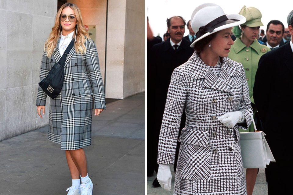 Rita, 31, opted for a jacket that is a double for one worn by the Queen