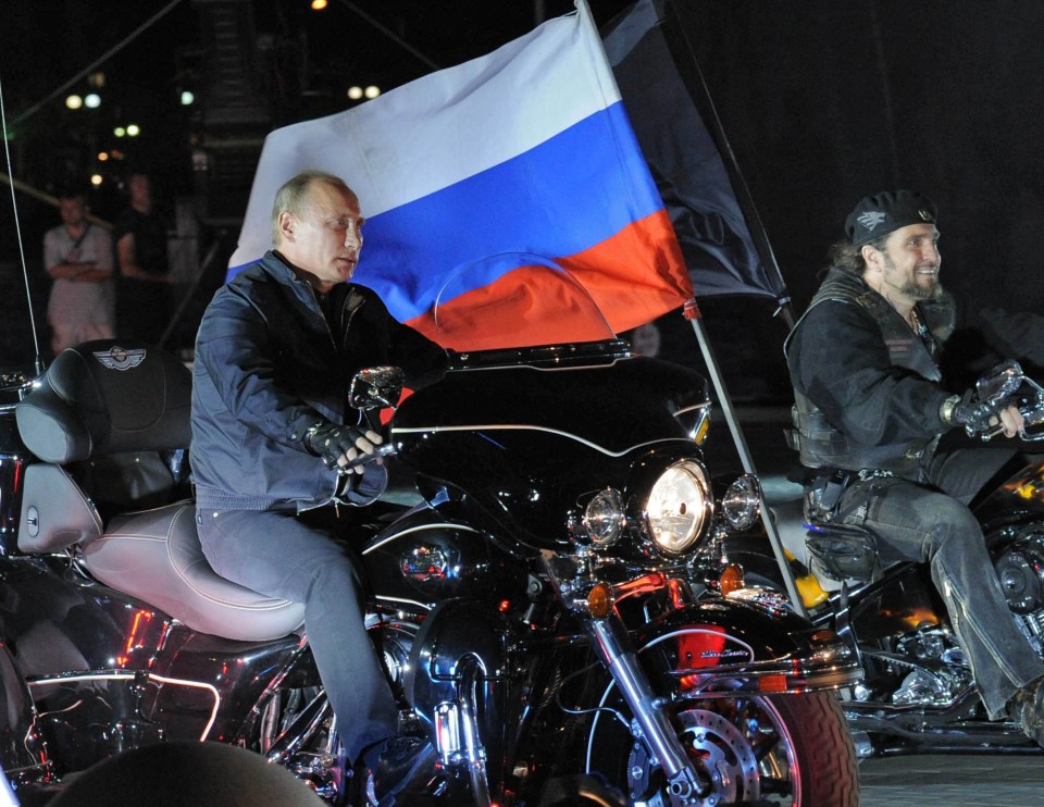 2011: Then-PM Vlad goes for a ride with Russia's 'Night Wolves' biker gang