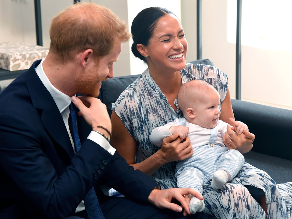 Baby Archie pictured with his proud parents as they met with Archbishop Desmond Tutu in 2019