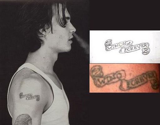 Miss Heard told the trial Depp hit her for the first time when she laughed at his tattoo - which he had changed to 'Wino forever' after he split from Winona Ryder