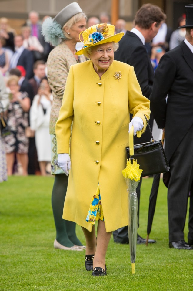 The format of the parties means the monarch would have been standing for around an hour before walking down the lines greeting guests