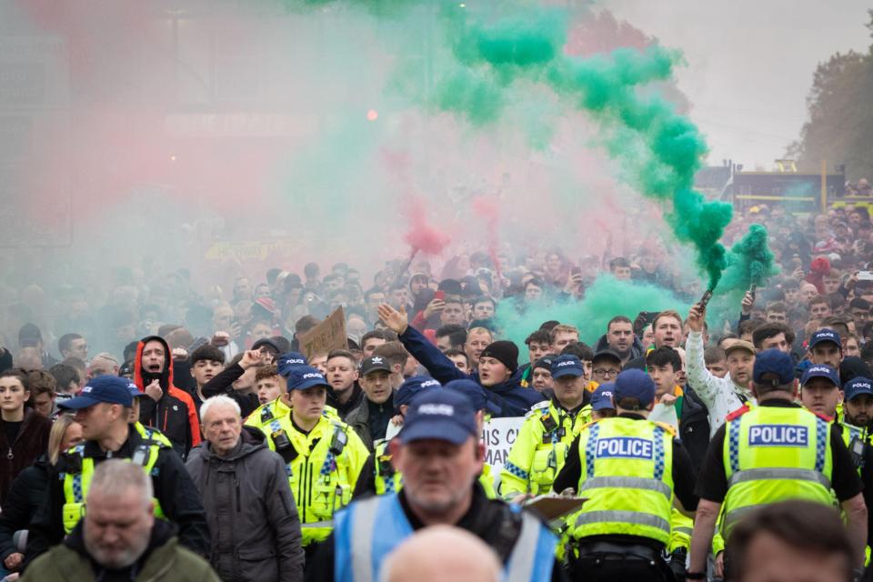 Man Utd fans marched prior to their recent clash with Chelsea