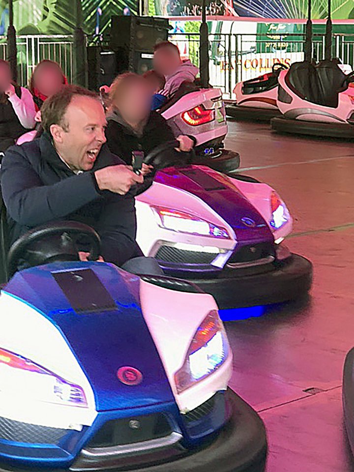 Matt Hancock getting competitive on the dodgems while enjoying a day at a funfair