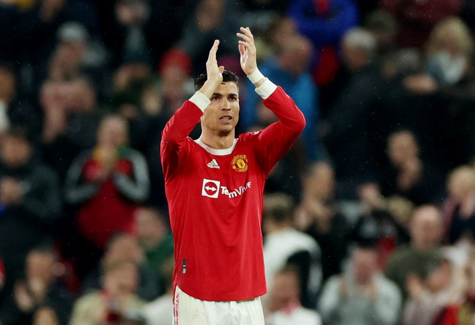 Cristiano Ronaldo applauds fans after the match