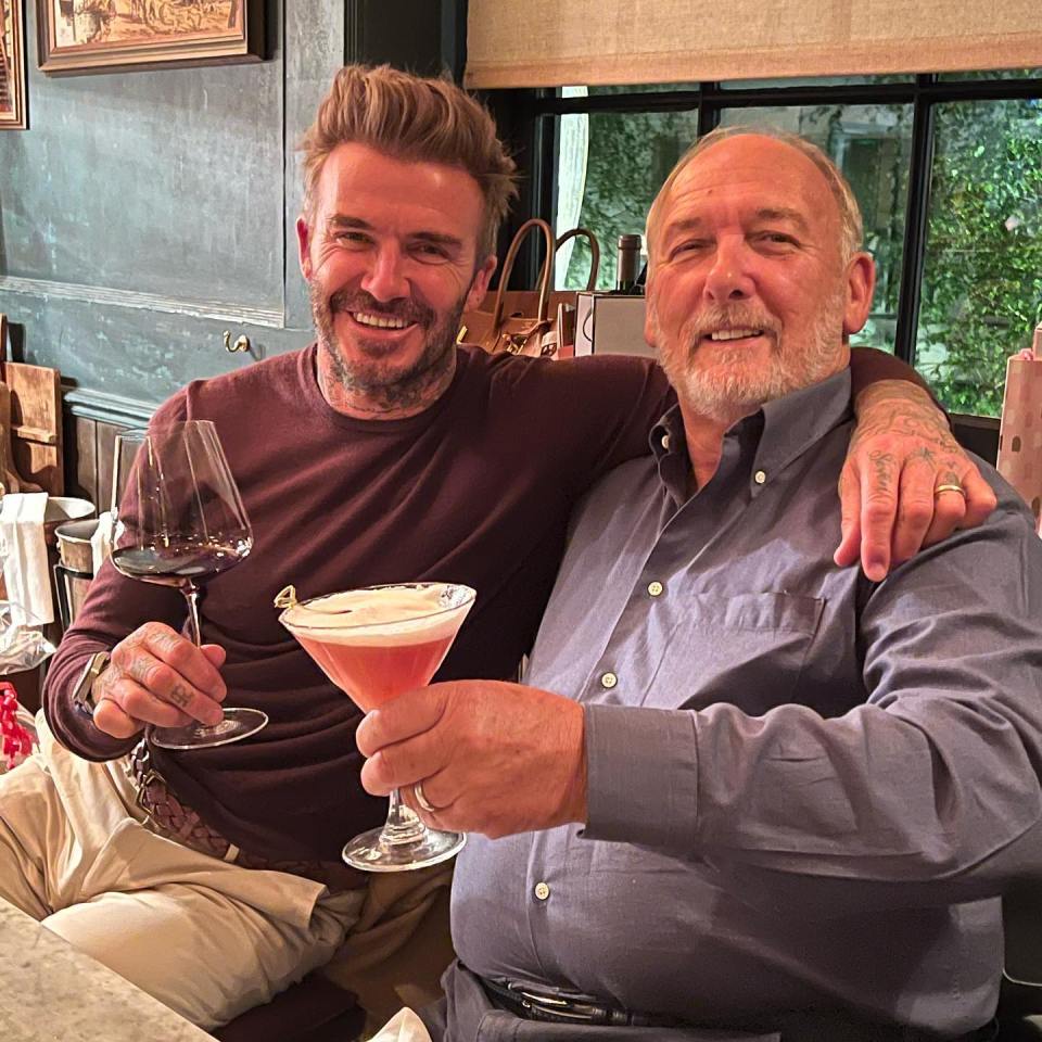 David Beckham was all smiles as he hung out with his dad