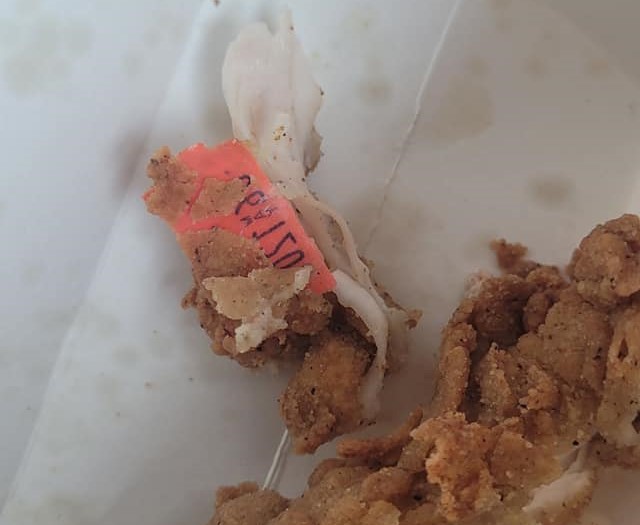 The furious KFC customer said he nearly choked on the mystery object