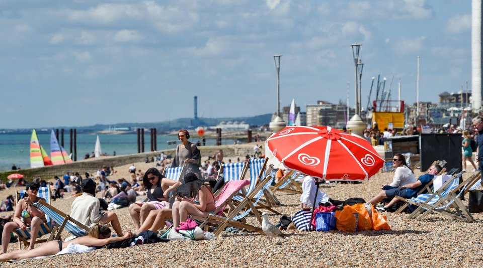 Brighton beach was packed in the sunshine