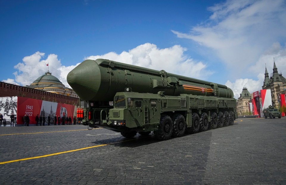 Moscow saw clear skies for the parade, which saw nuclear missiles on display