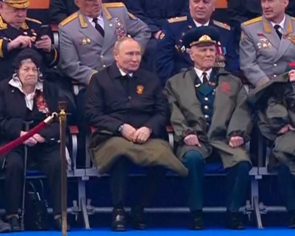 Putin was pictured with a blanket over his legs at his Victory Day parade on May 9