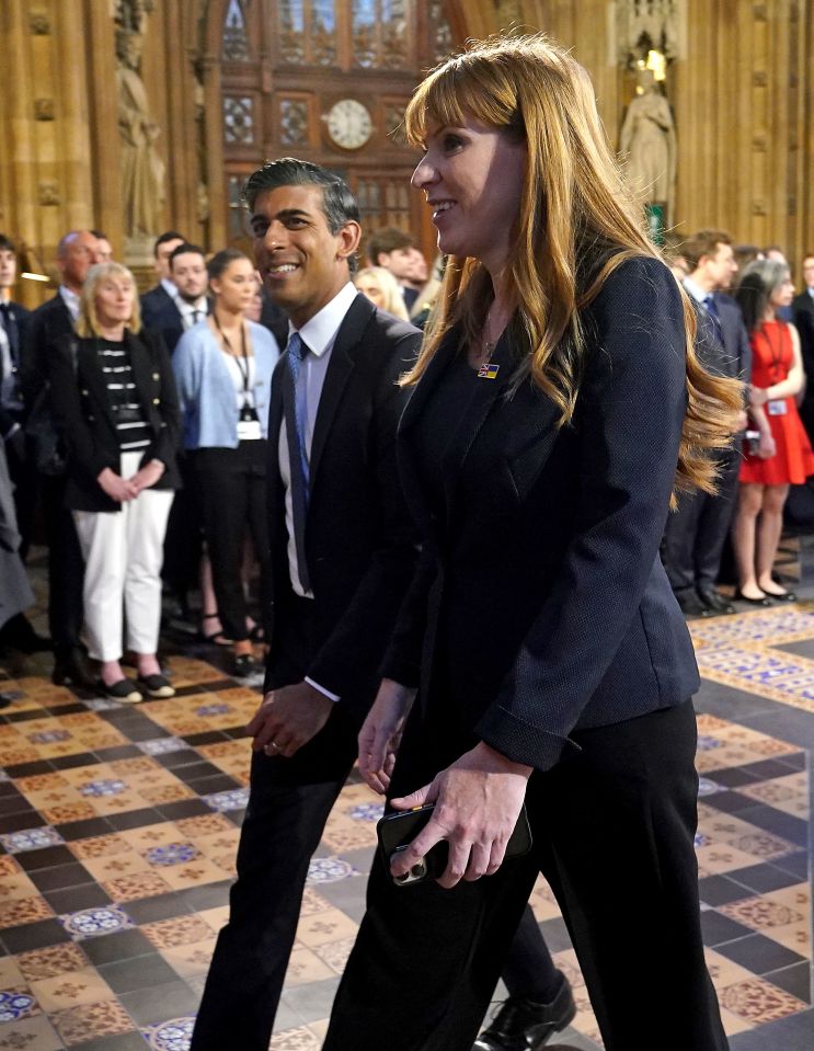 Rishi Sunak and Angela Rayner arriving yesterday