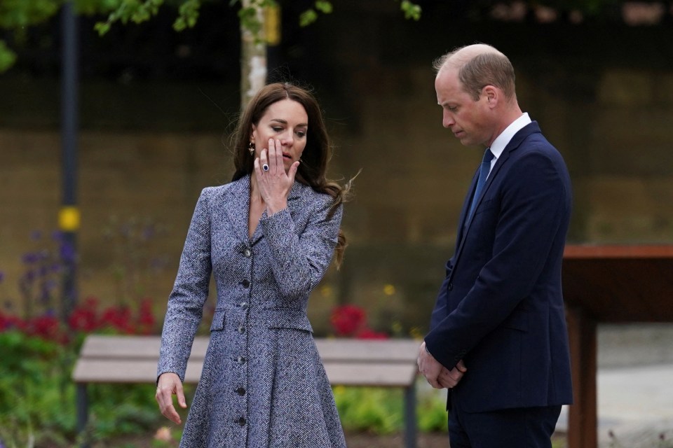 The royal couple paid their respects at the Glade of Light memorial in Manchester