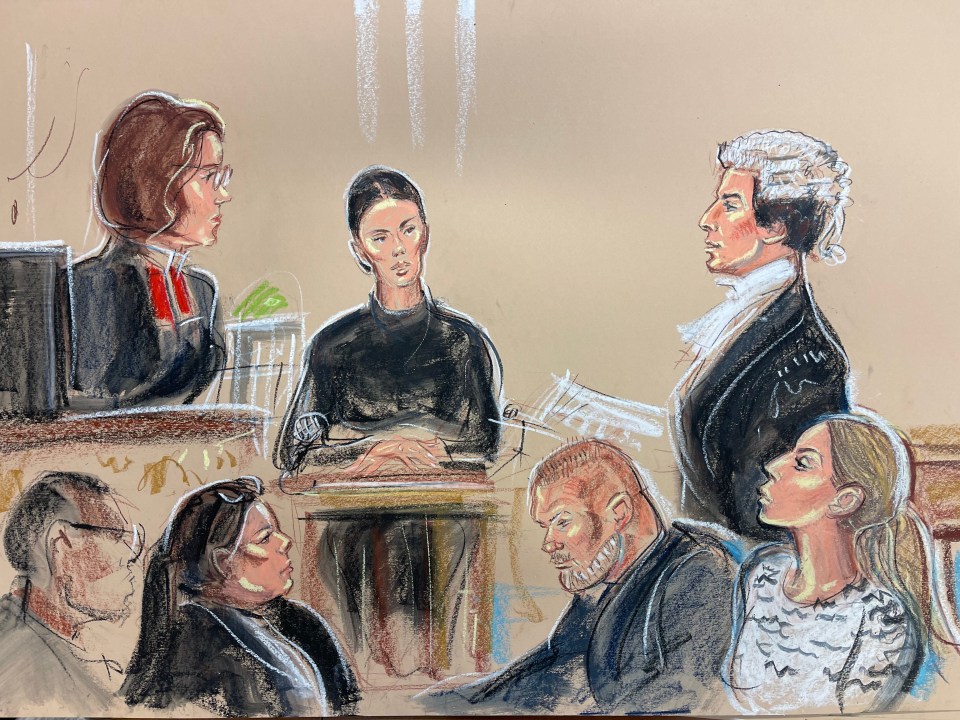 Becky, pictured taking the stand with the Rooneys front right, has faced a slew of allegations that she leaked stories today