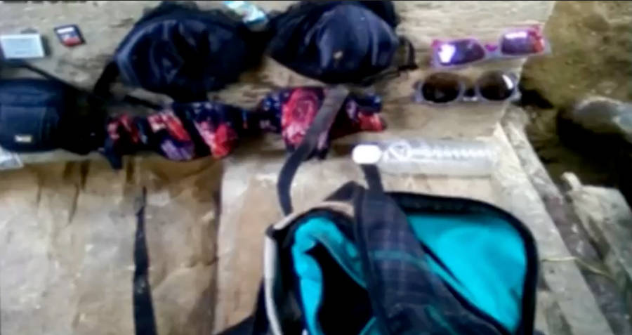 The contents of a backpack found near a river and handed in by a local woman