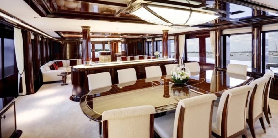 The yacht has a glass-bottomed swimming pool and onboard spa facilities