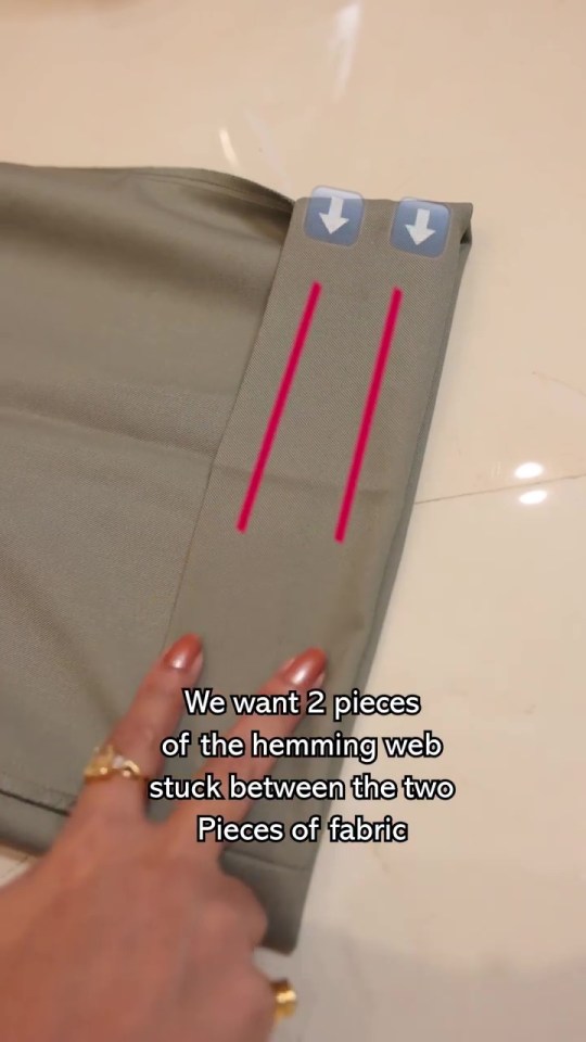 The hemming tape secures the fabric without needing to sew