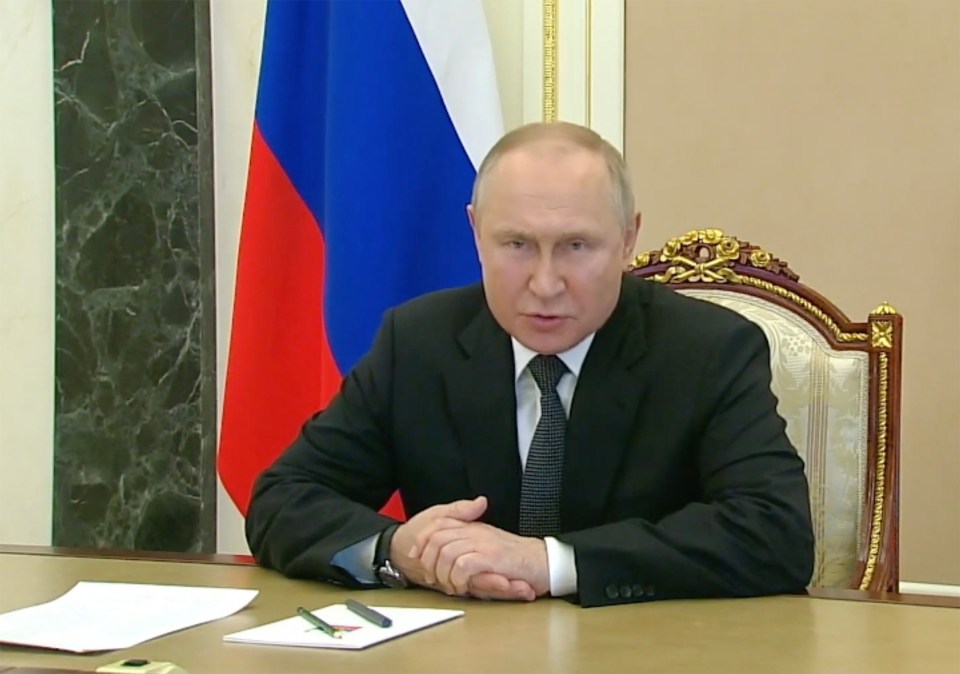 Putin pictured at 13 May 2022 online meeting with members of the Security Council