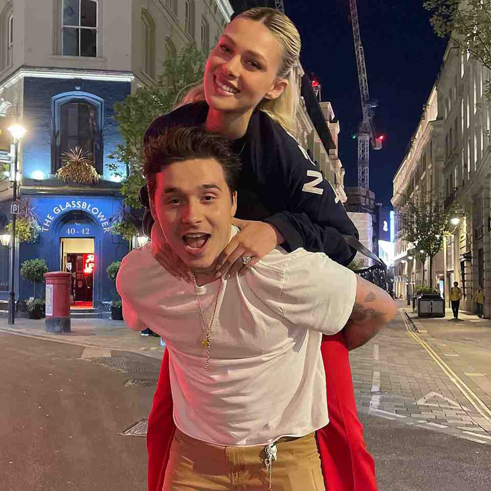 Brooklyn Beckham gave a piggyback to wife Nicola Peltz while out in London