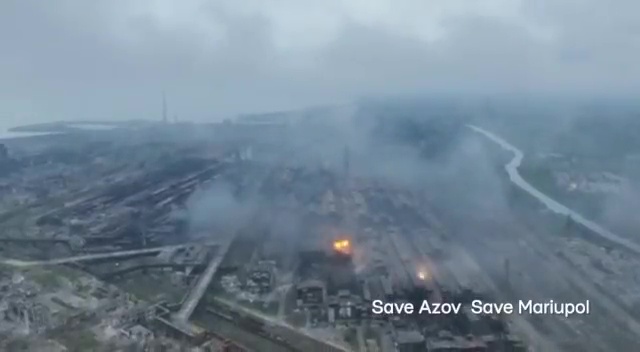 Footage shows the Azovstal steel plant under attack