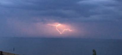 One Twitter user recorded lightning hitting the sea off Southbourne in Dorset