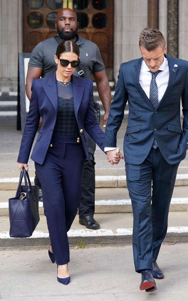 Rebekah and Jamie Vardy leaving the Royal Courts Of Justice, London