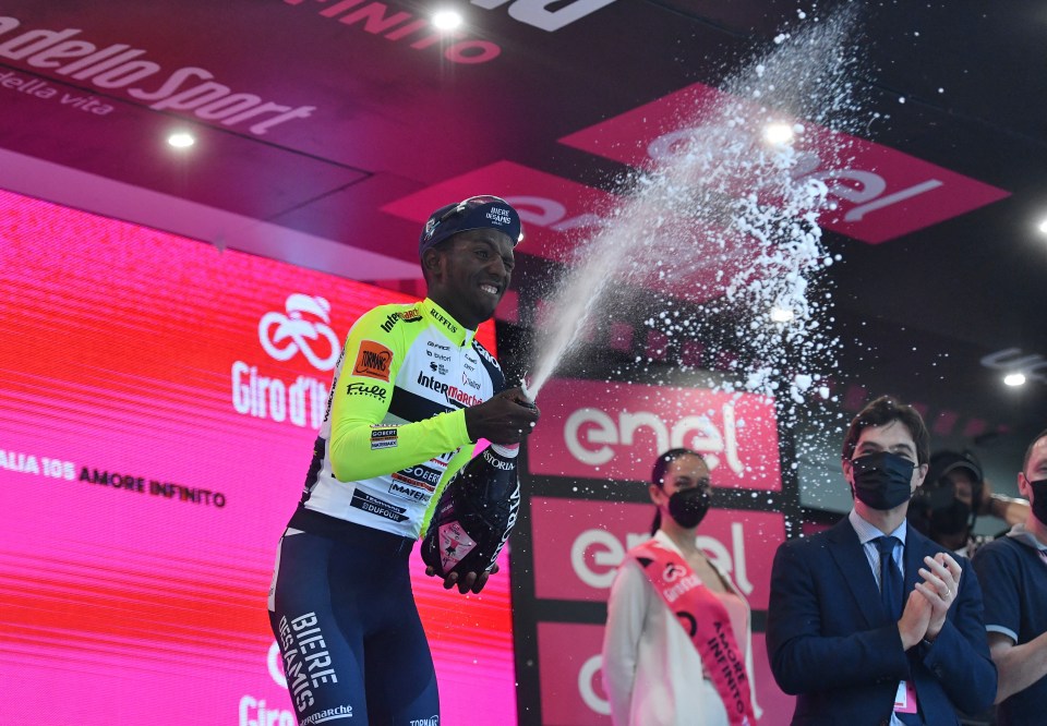 But the Eritrean made sure to spray the champagne to mark his historic victory