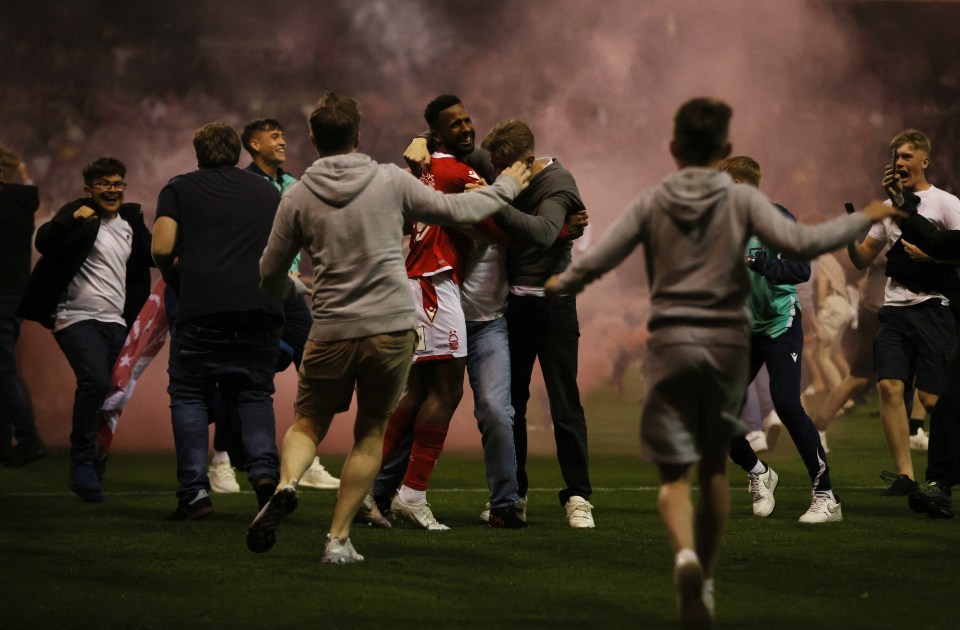 Fans celebrate with the Foreest players as they reached the play-off final