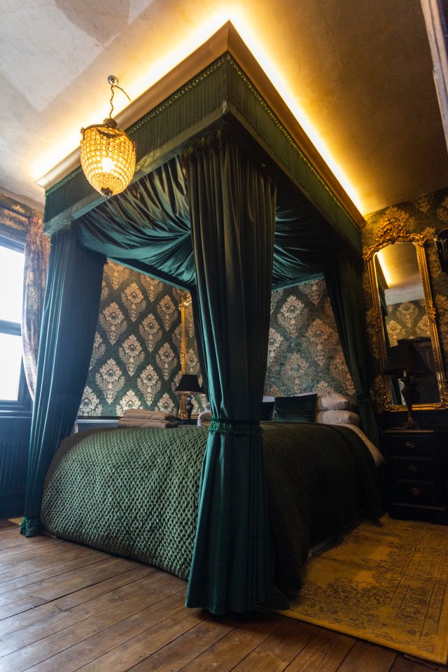 Her favourite room includes a four-poster bed she made herself