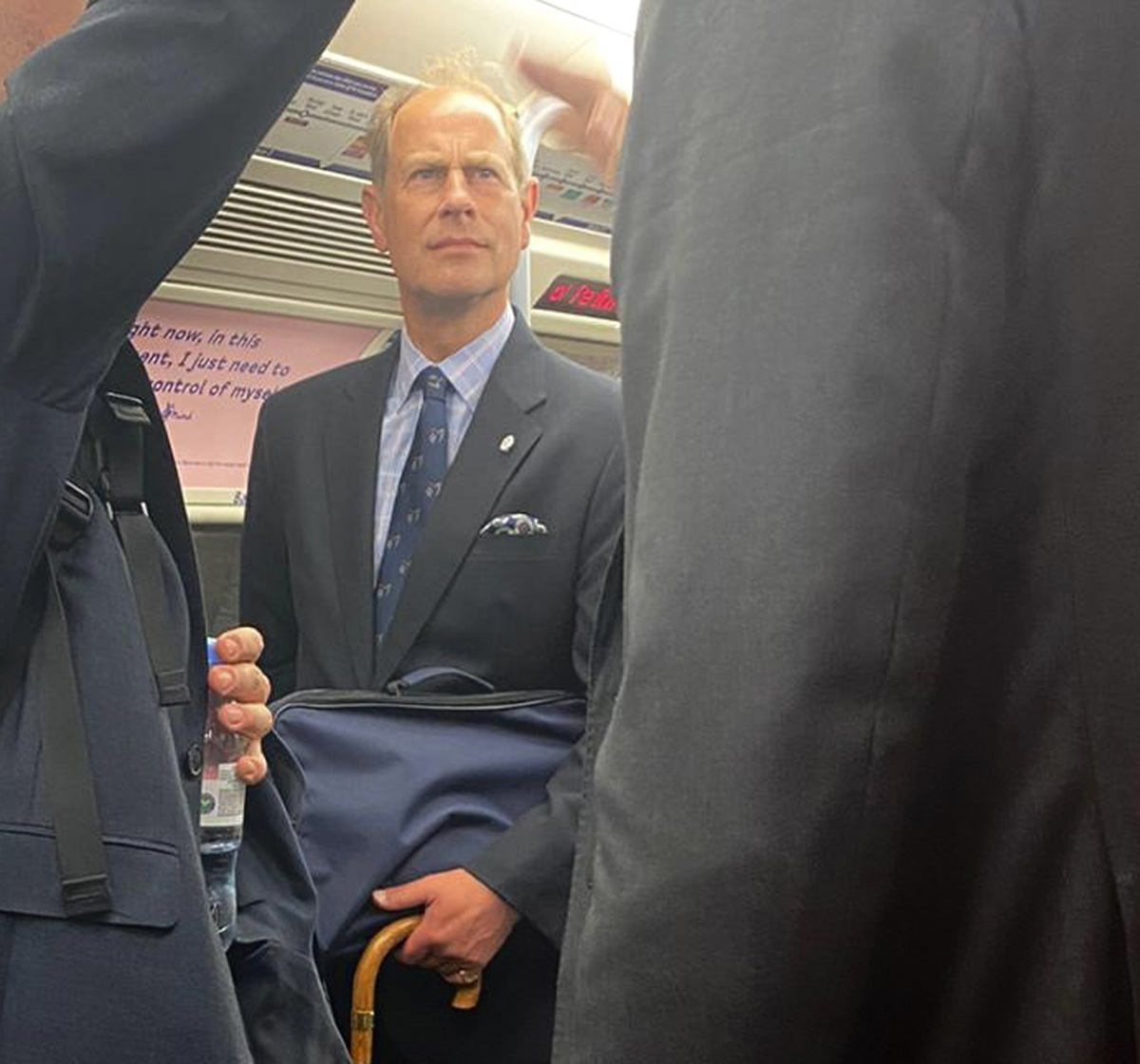 Prince Edward blended in with the crowd on the Jubilee Line