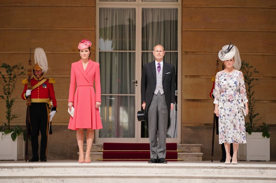 Kate, Prince Edward and the Countess of Wessex, stood in for the Queen